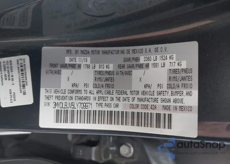 2020 Toyota Yaris Le z USA, uszkodzony, nr VIN 3MYDLBJV5LY709971